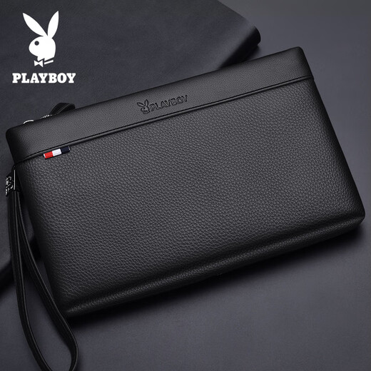 Playboy (PLAYBOY) men's clutch bag, first-layer cowhide, portable envelope bag, business genuine leather handbag, large capacity, portable handbag for travel
