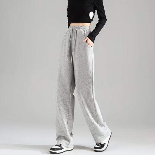 TonLion 2025 Women's Casual Pants Loose Banana Pants Light Hemp Gray/Fellow Style L