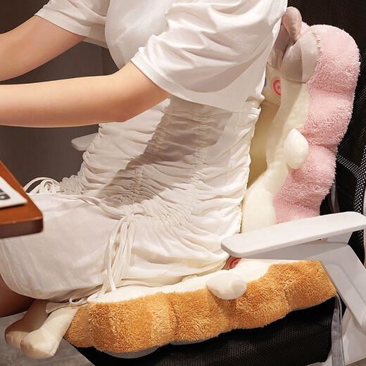 Yingzhu'er cartoon biscuit square cushion cushion office sedentary cushion thickened cushion student dormitory fart cushion chair cushion car cushion white cat 40*40*8 cm bottom anti-slip strap