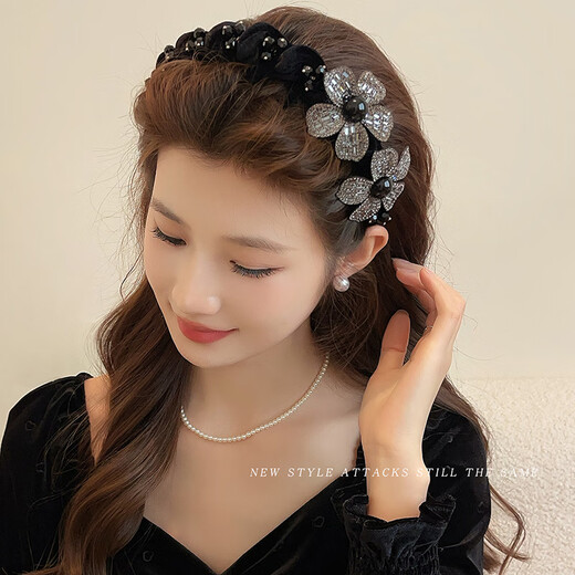 Kamalun (KAMALUN) light luxury women's headband 2025 new face wash headband pressed hairpin flower high-end hair accessories high-end headwear smart flowers brand gift box