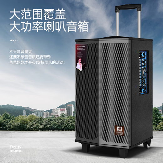 MALONE Outdoor Square Dance Portable Trolley Speaker with Wireless Bluetooth Microphone Live Broadcast Karaoke Guitar Playing and Singing Speaker K-408 Inch Standard Configuration + 2 Original Microphones + Gift Pack Ultimate Edition