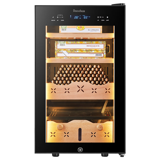 Bacchus smart cigar cabinet WiFi control + ammonia removal, multi-functional independent humidity control, constant temperature and humidity, naked and alcohol-free Spanish cedar wood inverter compressor, air-cooled humidifier, 6th generation inverter model + light strip, 300-350 pieces, 65L