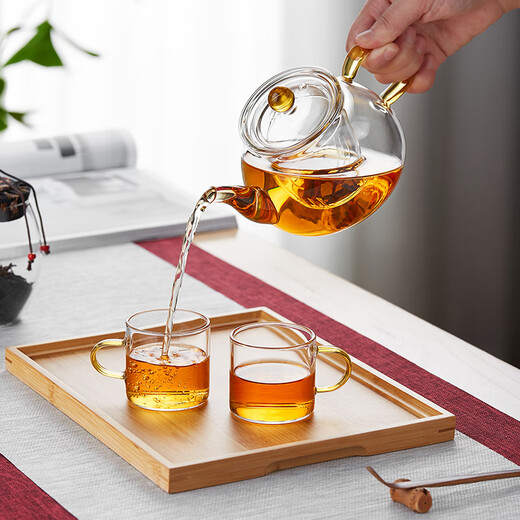 Lvchangming glass teapot thickened heat-resistant tea set office household with filter teapot kung fu tea set