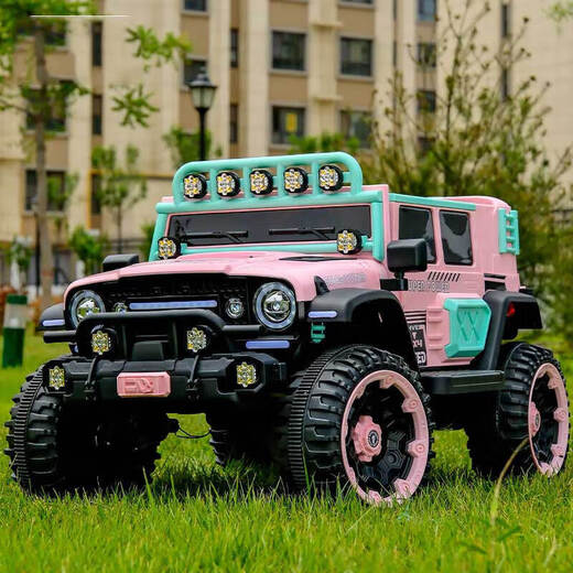 Large children's electric car with four wheels that can sit on adults and babies remote-controlled toy cars, children's four-wheel drive swing stroller, top with gray, four-wheel drive 10A Chaowei + leather seat soft wheels