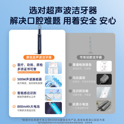 KONKA Ultrasonic Teeth Cleaner Teeth Cleaner Calculus Remover Cleans Teeth and Removes Yellow Teeth Calculus Cleaner Medical Gift Flagship Model - Galaxy Blue True Ultrasonic + Full Set of Teeth Cleaning Tools