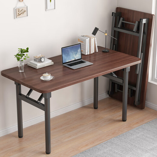 New appearance computer table folding table desk spring table home study table dining table writing table office training table long table walnut color 100*50cm