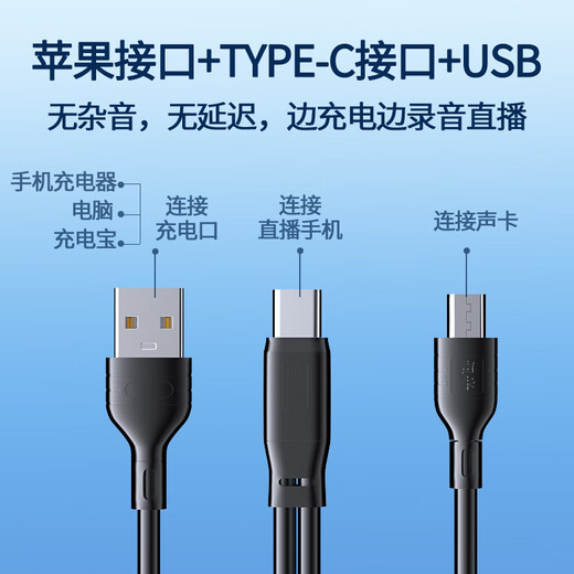 Good Shepherd Sound Card Live Broadcast Microphone OTG Data Cable Live Broadcast Sound Card Cable Apple Android Adapter High-Fidelity Side Adapter Cable Charging Side Live Broadcast Audio Cable Sound Card OTG Cable Micro - Suitable for V8 Type-C Special Edition