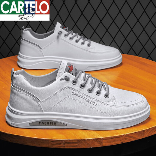 
CARTELO men's shoes for spring 2025 new trend and versatile Korean white shoes for work and work non-slip casual leather shoes trendy white-N695 39