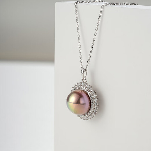 Tahiti Pearl Pendant Women's Necklace Pink Purple Freshwater Pearl Clavicle Chain for Girlfriend Color Edison Pendant 12-13mm
