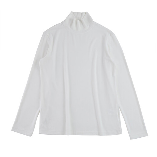 Sanheer Herbst und Winter Vielseitiges Basishemd verdickte weiche und Vlies Stoff Herrenschildkragenpullover Langarm T-Shirt Top DAT826 Off-White M /48