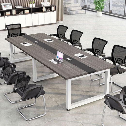 Xifu table de conférence table longue bureau rectangulaire salle de conférence table longue établi grande et petite table de conférence et chaise combinaison table simple couleur chêne longueur 240 largeur 120 convient pour 8 personnes