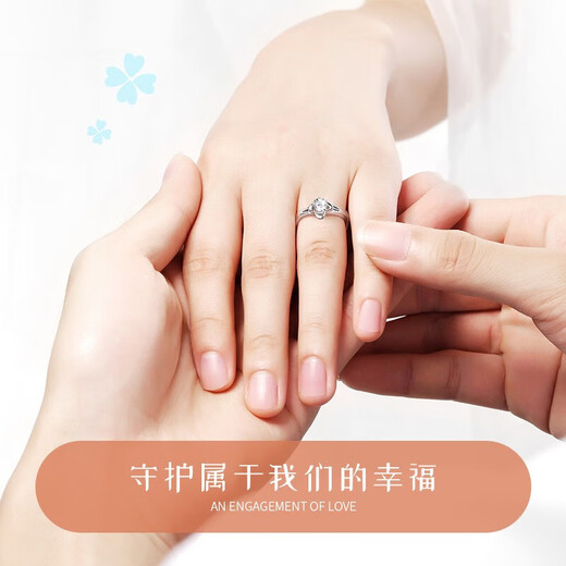 MZMZ platinum ring four-leaf clover diamond ring PT950 living ring female birthday gift for girlfriend and wife seeking engagement light luxury model-four-leaf clover ring