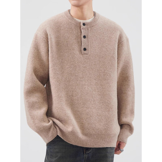 Pure (YISHion) Henry collar pullover bottoming shirt for men in autumn and winter thickened knitted sweater American fashion brand loose solid color inner sweater black L suitable for 135-150Jin Jin equals 0.5 kg