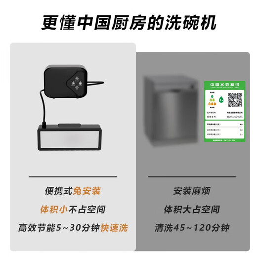 Chu Jie Di (Germany) ultrasonic dishwasher kitchen household small fruit, vegetable and seafood three-in-one ultrasonic cleaning machine sink type installation-free countertop mobile portable dishwashing artifact 8th generation standard flagship XW6 Pro breakthrough technological innovation 8th generation Pro
