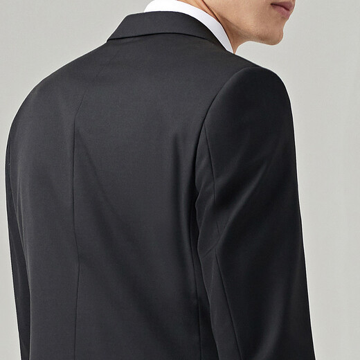 Shanshan suit suit men's four-season wool business casual professional commuting to work crisp slim fit two-piece suit black L (48B) 175/96B