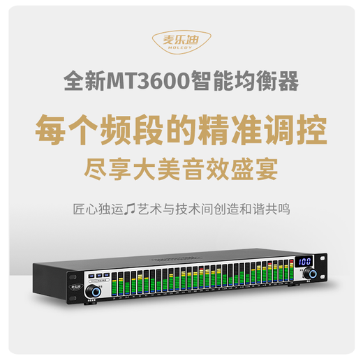 Melody MT3100 digital spectrum analyzer equalizer, professional 31-band EQ adjustment, intelligent noise reduction audio processor, audiophile-grade home stage performance KTV peripheral equipment, MT3600 stage squelch flagship version (including XLR male and bus bars)