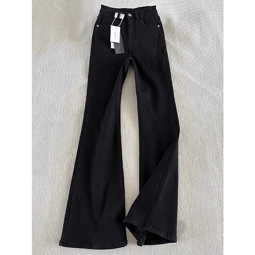 Хлопковый ятаган из листьев ивы плюс бархатные утолщенные джинсы для мужчин осенью и зимой, новый уличный модный бренд, узкая версия, брюки-ботфорты FY9131, черные плюс бархатные, высокого качества XL 130-150Jin Jin равен 0,5 кг