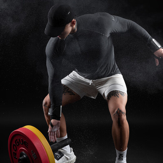 Monster Guardians sports long-sleeved t-shirt for men, one-piece woven 5A grade antibacterial slim fit high-elastic half-zip fitness suit Carbon Black Carbon Black L