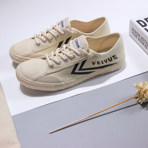 Dafu Feiyue men and women retro beige Harajuku style casual versatile couple canvas low-cut lace-up white shoes 796 meters black 37