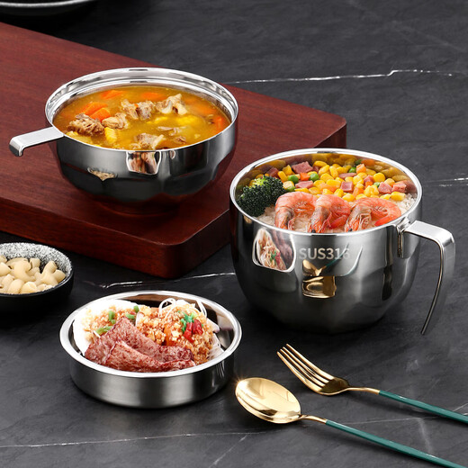 Jieyunmao 316 Insulated Lunch Box Office Worker Fast Food Cup Double-layer Stainless Steel Student Rice Cylinder Large Capacity Instant Noodle Bowl 316 Double 0ml