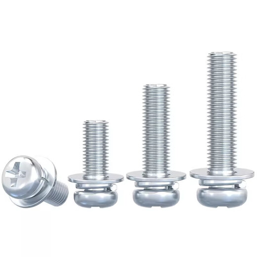 Tianzhuo Hardware galvanized round head cross three combination screw pan head with flat elastic washer combination screw M2M2.5M3M4M5M6mm M5*8 50 pieces