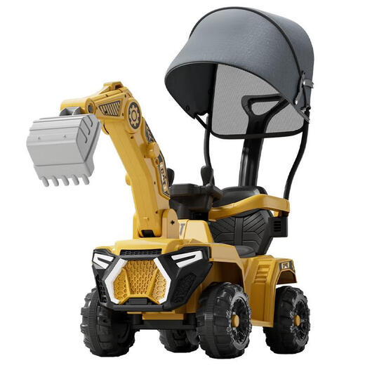 Babypure shine new children's electric car excavator can sit and ride male baby car four-wheel sliding car baby stroller gray - all-electric + fence push rod + remote control electric + sliding dual-purpose