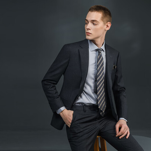 Guillaume de Mons Italian VBC imported pure wool suit suit men's business formal high-end suit groom's wedding gray top + pants 48 Please note the size of the pants