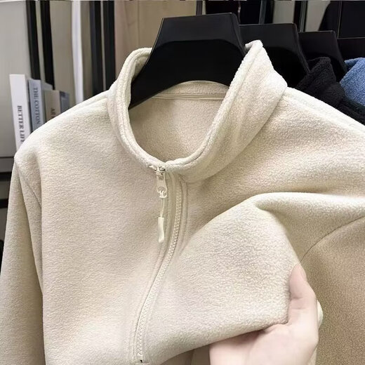 Polar fleece thickened cardigan sweatshirt men's stand collar autumn and winter Austrian fleece jacket men's warm fleece outer wear gray 3XL