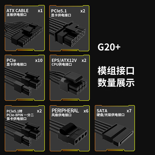 Great Wall rated 2000W G20+ gold medal full-mode power supply (ATX3.1 standard/native PCIe5.1/single 12V/full voltage/14CM temperature-controlled fan)