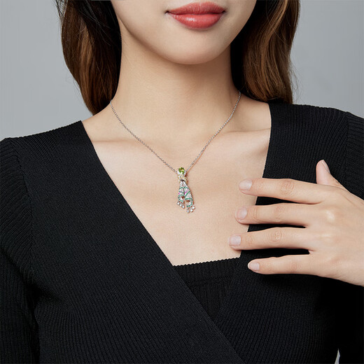 Muye Natural Colored Treasure 925 Silver Peridot Chain Chain Silk Necklace Original Design Jewelry Silk Necklace