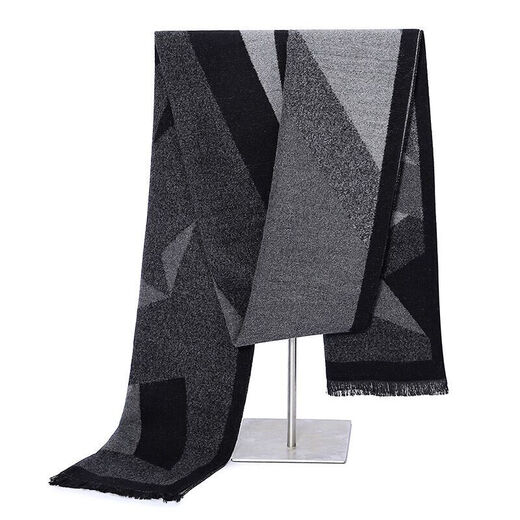 Ordos cashmere scarf men's plaid winter new Korean version thickened warm high-end gift scarf gray camel