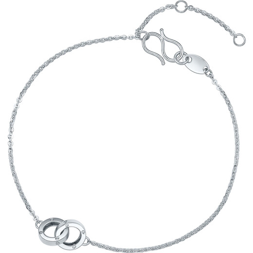 Saturday Fu PT950 platinum bracelet women's double ring bracelet B078408 about 1.99g 16+3cm birthday gift