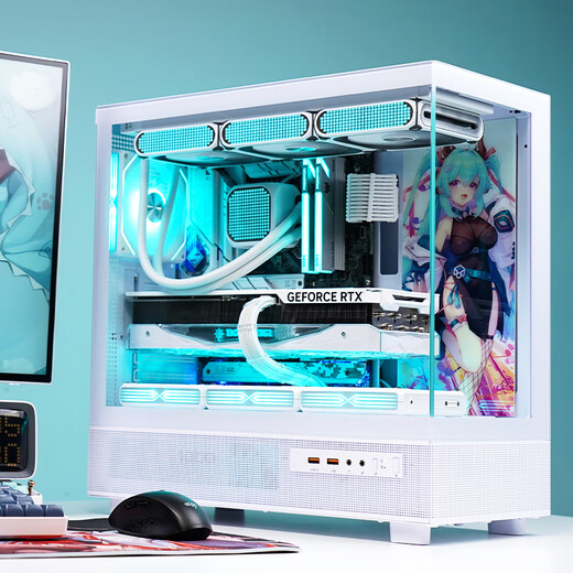 Peninsula iron box Yinglong 360 sea view room chassis ATX column-free support 360 water-cooled desktop host desktop computer host box white/ATX/360 water-cooled/9 fans