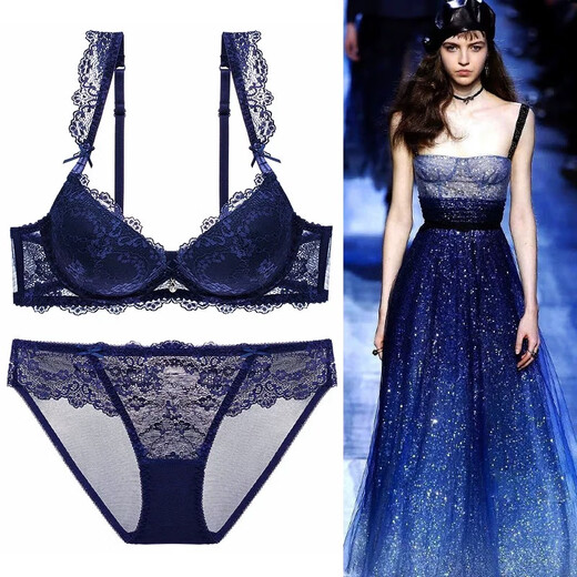 Victoria Palace Sexy Bra Set Red Bra Underwear Small Breast Gathering Lace Adjustable Breast Reducing Bra Set Burgundy 38/85C