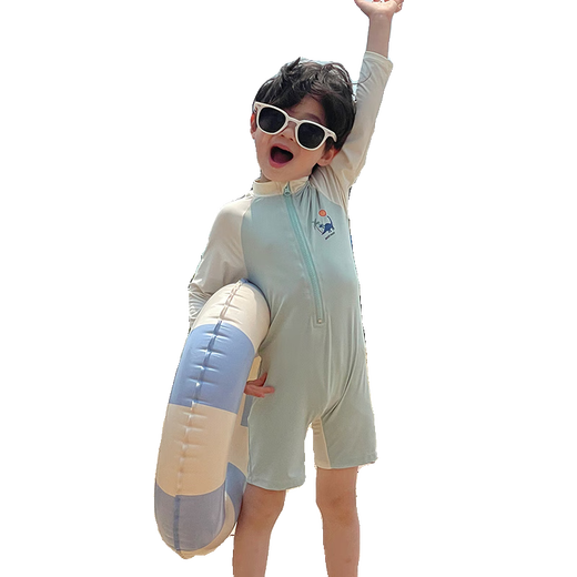 Zailu children's swimsuit for boys and girls 2025 new one-piece long-sleeved sun protection quick-drying dry swimsuit for baby beach vacation travel Dinosaur 90 recommended height 75-85CM