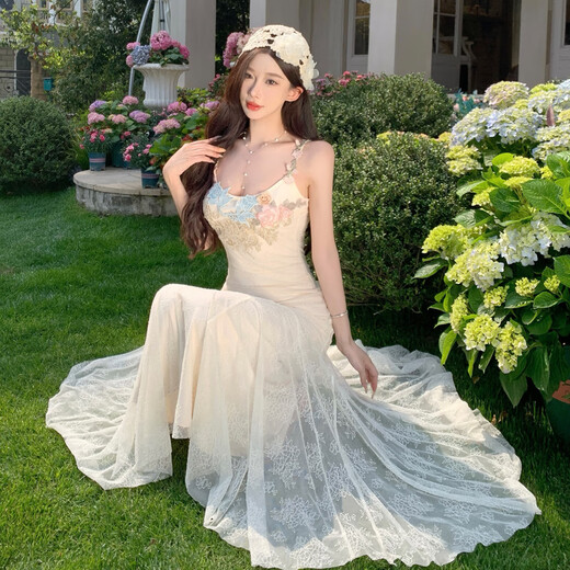 Con el vestido de cola de la cola de flores franceses (yiou)