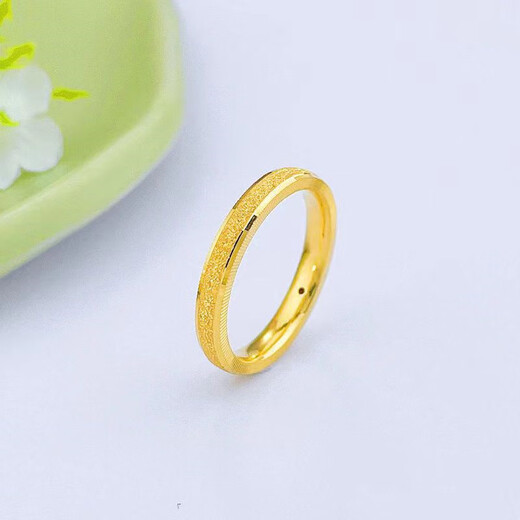 Yi Dafu Jewelry Showroom Pure Gold 999 Hollow Solid Mouth Simple Sandblasting Ring Three Lives Three Worlds Ring Ring 3D Hard Gold Couple Ring Ring Ring No. 21 About 2.9-3.0g