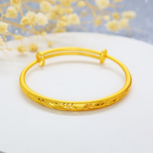 Laomiao 999 gold silver-filled bracelet for women live push-pull solid plum blossom bracelet 18K gold wedding set (6 mm wide) plum blossom bracelet