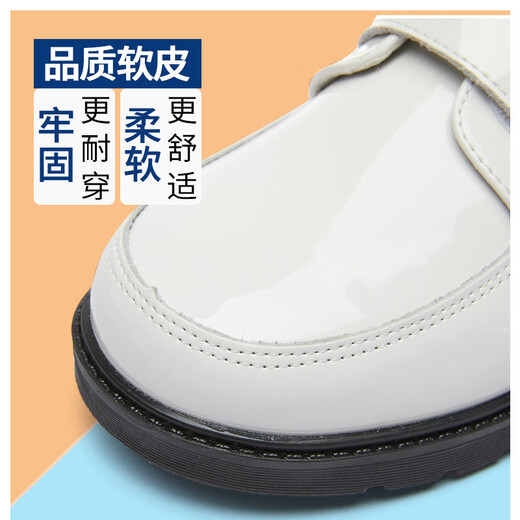 Xin Yueqing boys' leather shoes soft sole British style primary school students, middle and older children's dress white performance shoes boys spring and autumn single leather shoes white 28 inner length 17.8/suitable for feet 17cm long