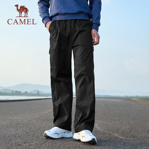 CAMEL Casual Outdoor Hiking Pants Men's Water-Repellent Straight Overalls J14CA6L6645 Phantom Black XXL