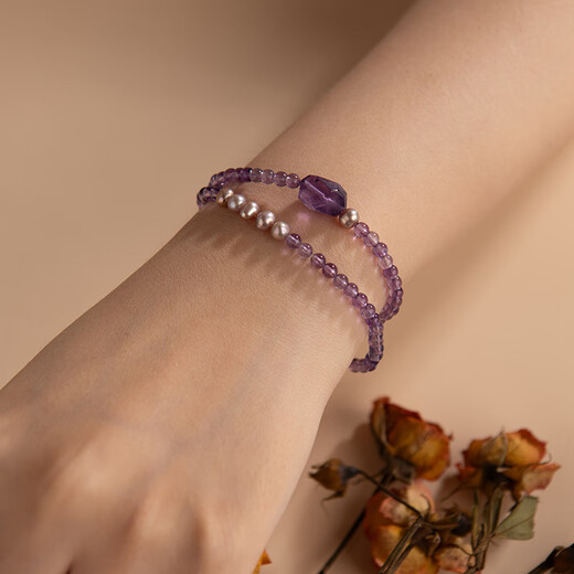 BOSFRU special grade Uruguayan amethyst raw stone bracelet purple beaded multi-circle stacked bracelet gift for girlfriend toy three-circle stacked amethyst bracelet bracelet length 15cm