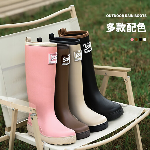 傲列2024新款高筒雨鞋女款成人时尚雨靴防水胶鞋日韩长筒水鞋雨鞋 粉色【37cm高筒】 41