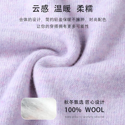 SNOWFLYING 100% sheep wool round neck cardigan women's simple solid color long-sleeved pullover autumn and winter warm sweater