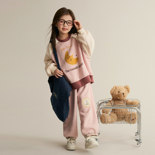 Chenchenma Nuanyue Girls' Velvet Moon Suit Winter Sports Suit Contrast Color Warm Casual Two-piece Set 8896D Chenchenma Nuanyue Girls' Velvet Moon Suit Winter Sports Suit Contrast Color Warm Casual Two-piece Set 8896D