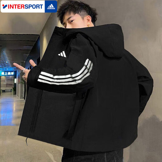 Adidas (adidas) cotton clothing for men 25 winter new sportswear windproof hooded cotton clothing jacket outdoor warm sports cotton clothing black / new large cotton clothing / store manager's main recommendation 3XL recommended weight 200Jin Jin equals 0.5kg -220Jin Jin equals 0.5kg