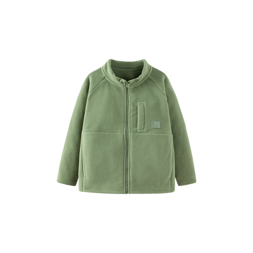 Mini Bala Antistatic Autumn New Double-sided Polar Fleece Jacket for Boys and Girls Baby Warm Jacket Jacket Olive Green 110 cm