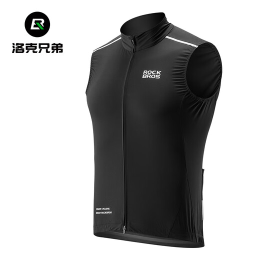 Rock Brothers Windproof Cycling Vest Men's Vest Warm Road Mountain Bike Clothing Breathable Sleeveless Top Black XXXL