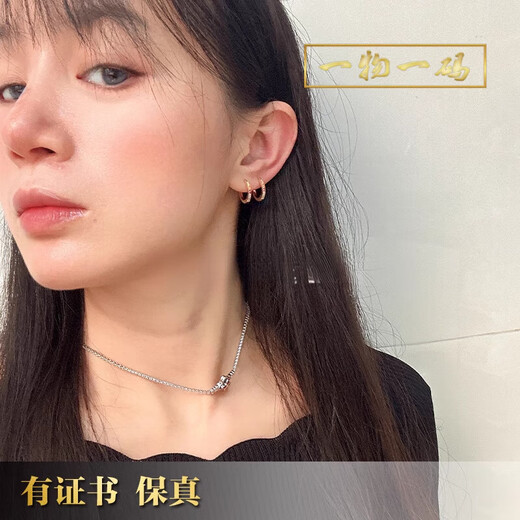 Hande earrings 18k gold 18K gold colored diamond earrings group moissanite diamond earrings AU750 rose gold ear bone ring true 1 18K rose gold earrings 1 pair