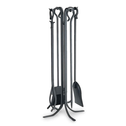 PILGRIM 83cm wrought iron fireplace tools 5-piece set black manual stove tools
