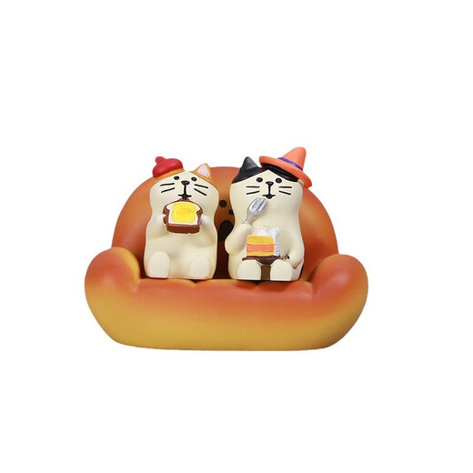 Yunya couple's warm little ornaments, cute cat desktop decoration, anniversary gift for boyfriend and girlfriend, housewarming gift, bread sofa + cake cat + toast cat